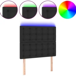 Tete de lit a LED Noir 90x5x118/128 cm Similicuir