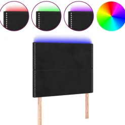 Tete de lit a LED Noir 90x5x118/128 cm Velours