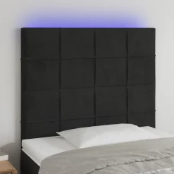 Tete de lit a LED Noir 100x5x118/128 cm Velours
