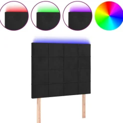 Tete de lit a LED Noir 100x5x118/128 cm Velours