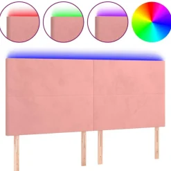 Tete de lit a LED Rose 200x5x118/128 cm Velours