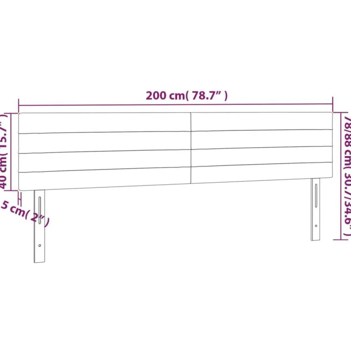 Tete de lit a LED Rose 200x5x78/88 cm Velours