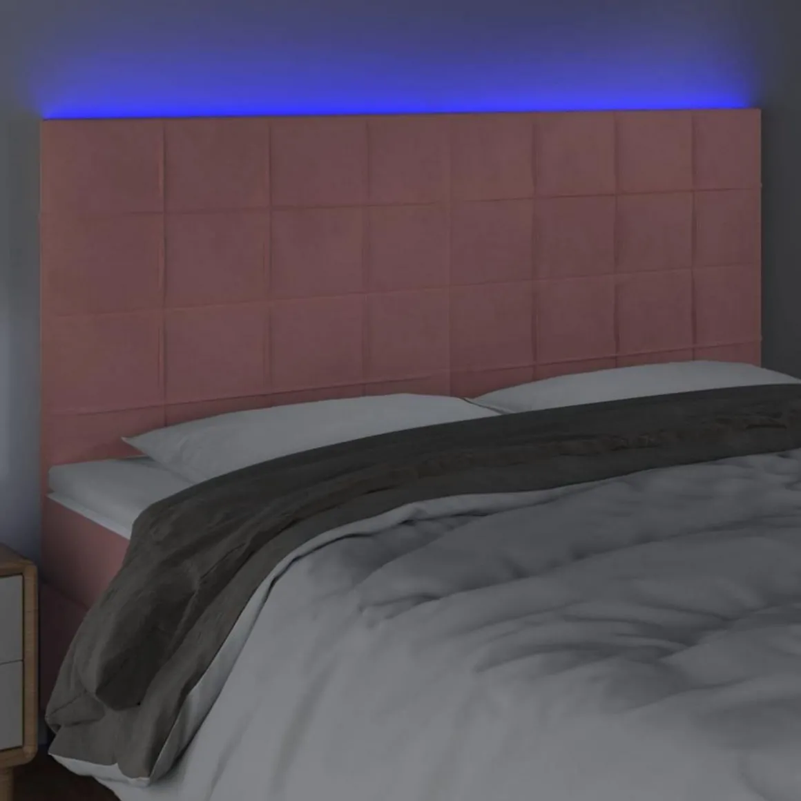 Tete de lit a LED Rose 200x5x118/128 cm Velours