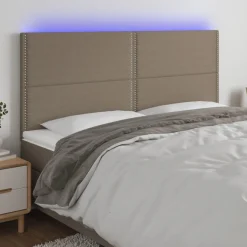 Tete de lit a LED Taupe 160x5x118/128 cm Tissu