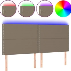 Tete de lit a LED Taupe 160x5x118/128 cm Tissu