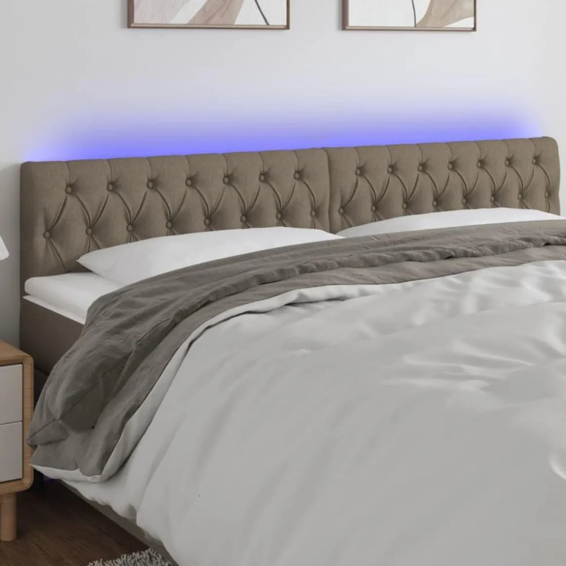 Tete de lit a LED Taupe 200x7x78/88 cm Tissu
