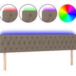 Tete de lit a LED Taupe 200x7x78/88 cm Tissu