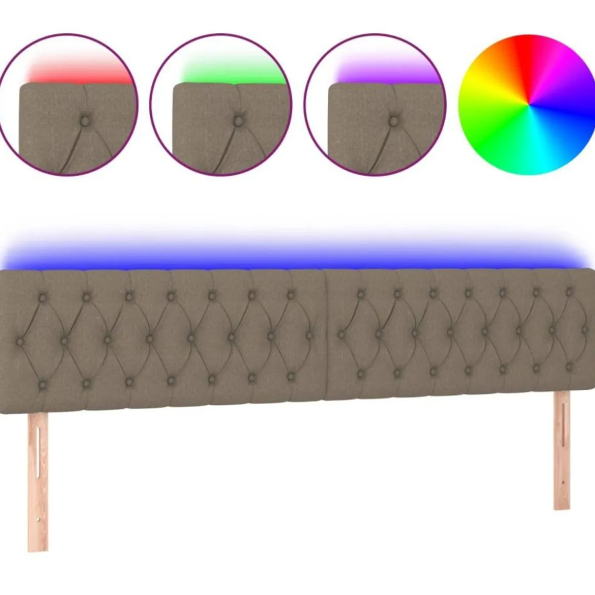 Tete de lit a LED Taupe 200x7x78/88 cm Tissu