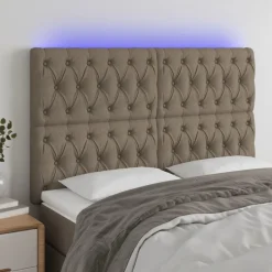 Tete de lit a LED Taupe 144x7x118/128 cm Tissu