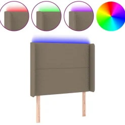 Tete de lit a LED Taupe 83x16x118/128 cm Tissu