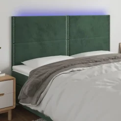 Tete de lit a LED Vert fonce 200x5x118/128 cm Velours