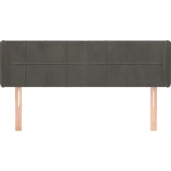 Tete de lit avec oreilles Gris fonce 147x23x78/88 cm Velours