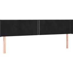 Tete de lit avec oreilles Noir 163x16x78/88 cm Velours