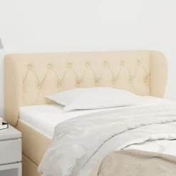Tete de lit avec oreilles Creme 93x23x78/88 cm Tissu