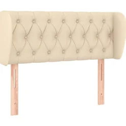 Tete de lit avec oreilles Creme 93x23x78/88 cm Tissu