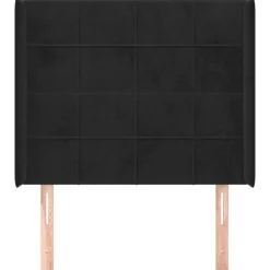 Tete de lit avec oreilles Noir 103x16x118/128 cm Velours