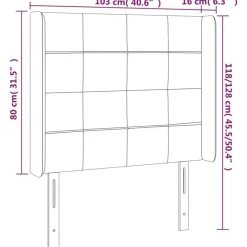 Tete de lit avec oreilles Noir 103x16x118/128 cm Velours