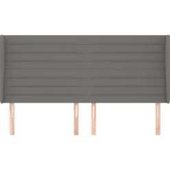 Tete de lit avec oreilles Gris fonce 203x23x118/128 cm Tissu