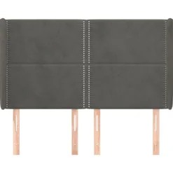 Tete de lit avec oreilles Gris fonce 147x23x118/128 cm Velours
