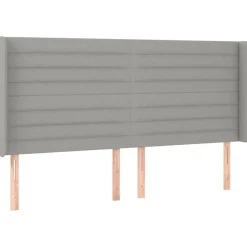 Tete de lit avec oreilles Gris clair 203x16x118/128 cm Tissu