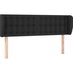 Tete de lit avec oreilles Noir 147x23x78/88 cm Similicuir