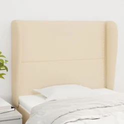 Tete de lit avec oreilles Creme 93x23x118/128 cm Tissu