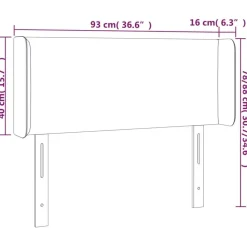 Tete de lit avec oreilles Gris clair 93x16x78/88 cm Velours