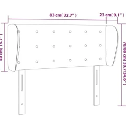 Tete de lit avec oreilles Gris clair 83x23x78/88 cm Tissu
