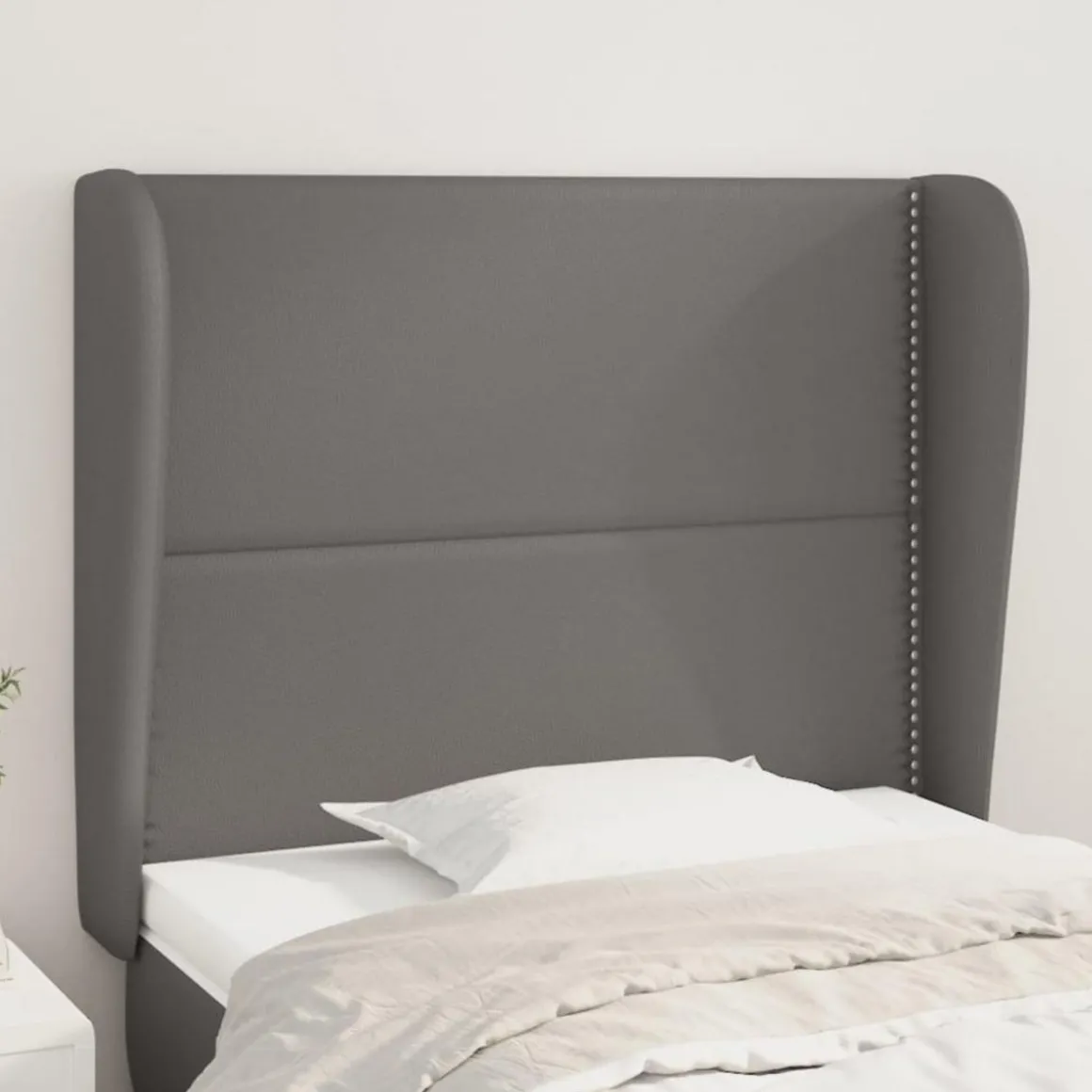 Tete de lit avec oreilles Gris 103x23x118/128 cm Similicuir