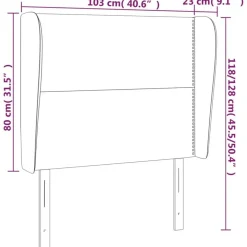 Tete de lit avec oreilles Gris 103x23x118/128 cm Similicuir