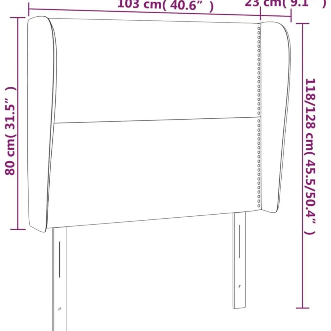 Tete de lit avec oreilles Gris 103x23x118/128 cm Similicuir