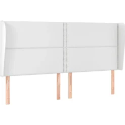 Tete de lit avec oreilles Blanc 163x23x118/128 cm Similicuir