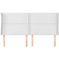 Tete de lit avec oreilles Blanc 163x23x118/128 cm Similicuir