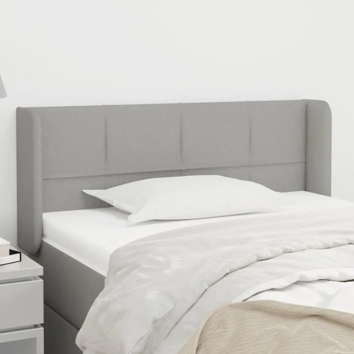 Tete de lit avec oreilles Gris clair 103x16x78/88 cm Tissu