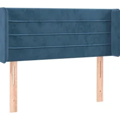 Tete de lit avec oreilles Bleu fonce 103x16x78/88 cm Velours