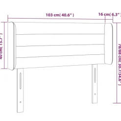Tete de lit avec oreilles Bleu fonce 103x16x78/88 cm Velours