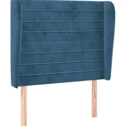 Tete de lit avec oreilles Bleu fonce 103x23x118/128 cm Velours