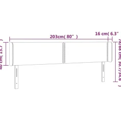 Tete de lit avec oreilles Noir 203x16x78/88 cm Velours