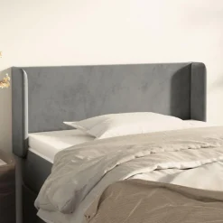 Tete de lit avec oreilles Gris clair 103x16x78/88 cm Velours