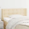 Tete de lit avec oreilles Creme 83x16x78/88 cm Tissu
