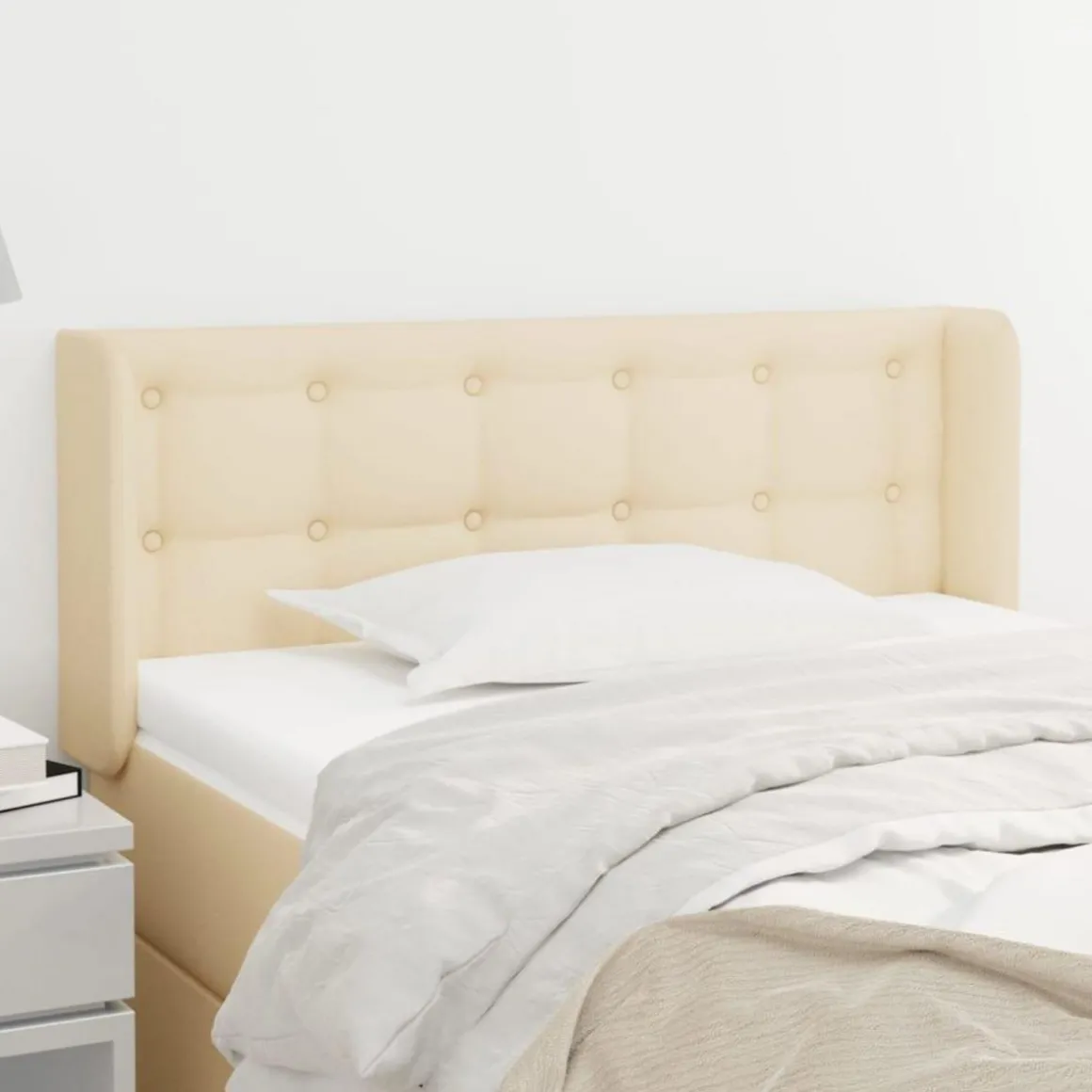 Tete de lit avec oreilles Creme 83x16x78/88 cm Tissu