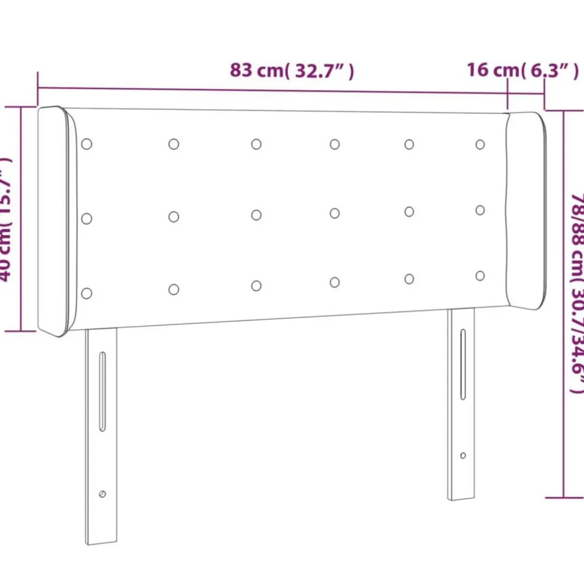 Tete de lit avec oreilles Creme 83x16x78/88 cm Tissu