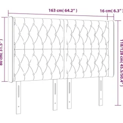 Tete de lit avec oreilles Creme 163x16x118/128 cm Tissu