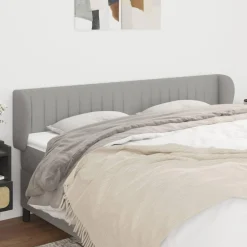 Tete de lit avec oreilles Gris clair 203x23x78/88 cm Tissu