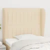 Tete de lit avec oreilles Creme 103x23x118/128 cm Tissu