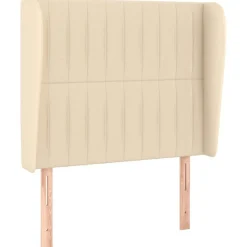 Tete de lit avec oreilles Creme 103x23x118/128 cm Tissu
