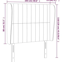 Tete de lit avec oreilles Creme 103x23x118/128 cm Tissu