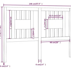 Tete de lit Blanc 146x4x100 cm Bois massif de pin