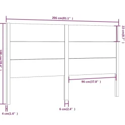Tete de lit Blanc 206x4x100 cm Bois massif de pin