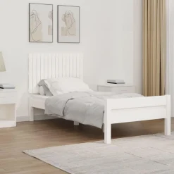 Tete de lit murale Blanc 95,5x3x60 cm Bois massif de pin